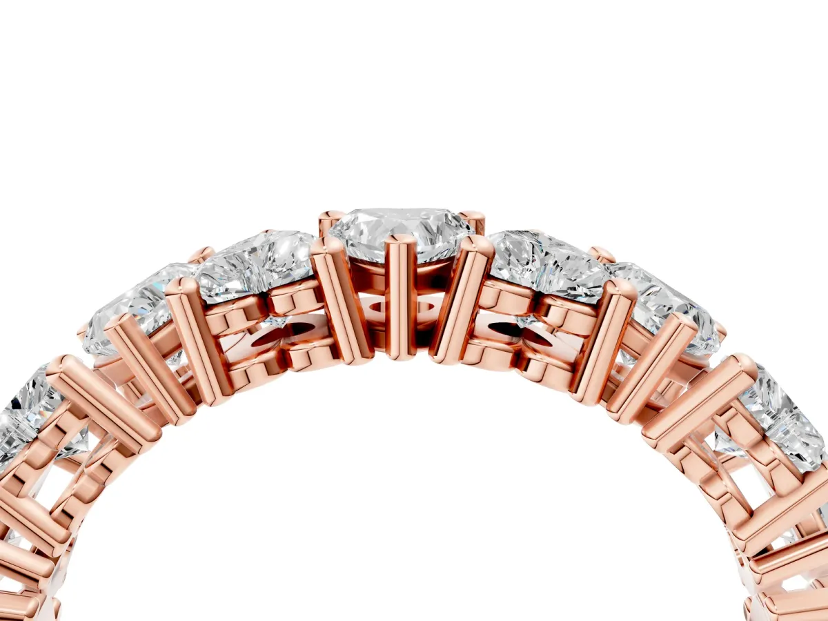 Heart Cut Eternity Band with Shared Prong Setting Rose gold