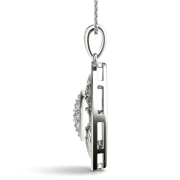 Round Cluster Diamond Prong Set Pendant White gold
