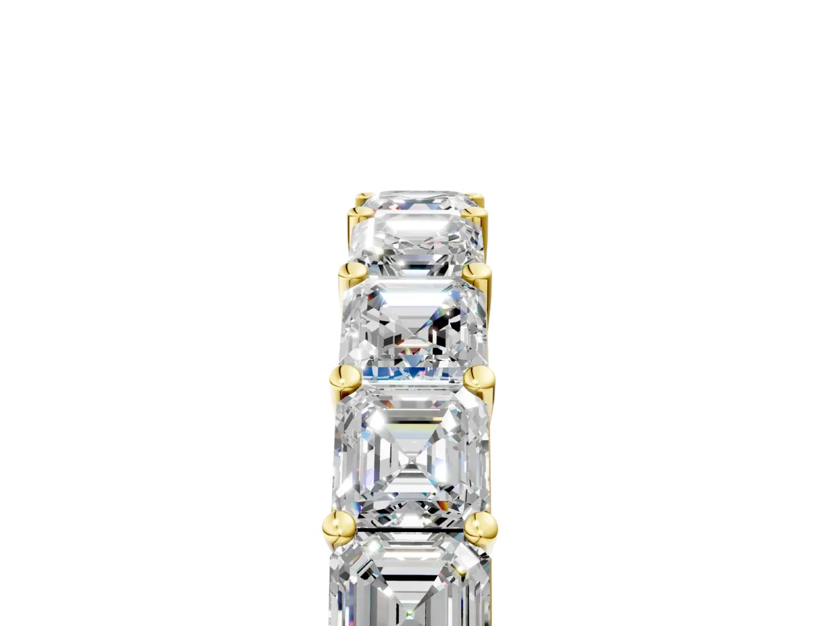 Asscher Cut Half Eternity Band with Shared Prong Setting Yellow gold