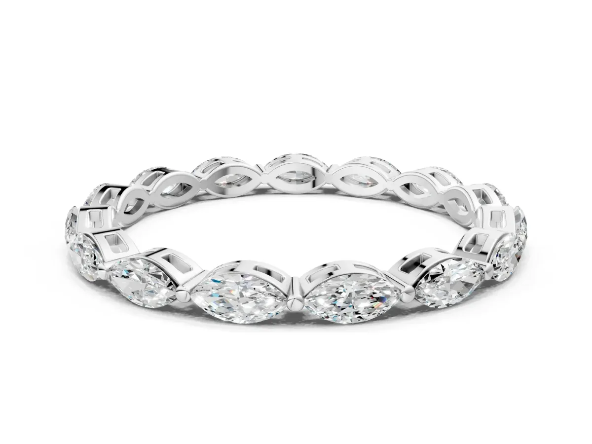 Marquise Diamond Eternity Band with U-Prong Setting Platinum