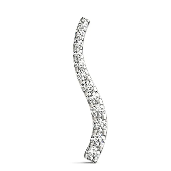 Curved Diamond Pendant with Round Stones in Prong Setting White gold