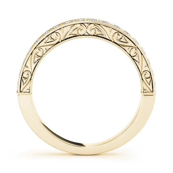 Channel Set Round Diamond Eternity Band with Milgrain Edging Yellow gold