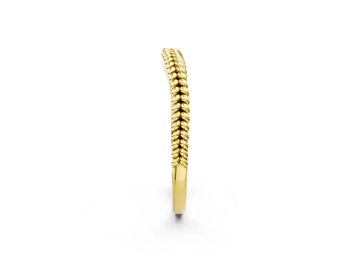 Braided Milgrain White Gold Contour Band Yellow gold