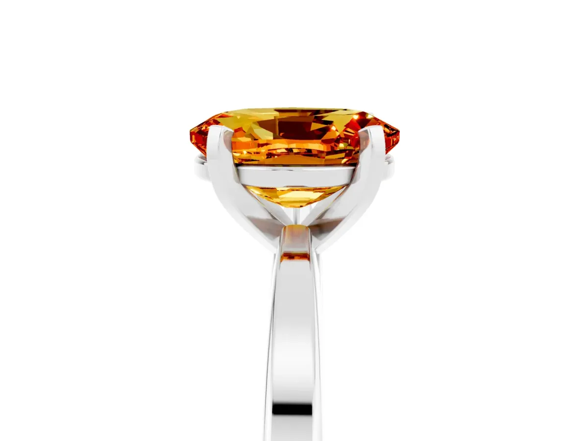 Oval Cut Citrine Solitaire Engagement Ring with Classic Band and Four-Prong Setting Silver