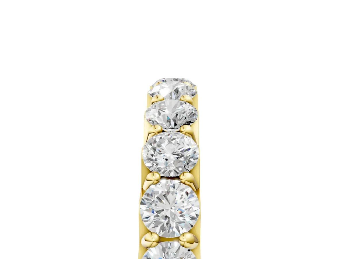 Round Diamond Half Eternity Band with Classic Prong Setting Yellow gold