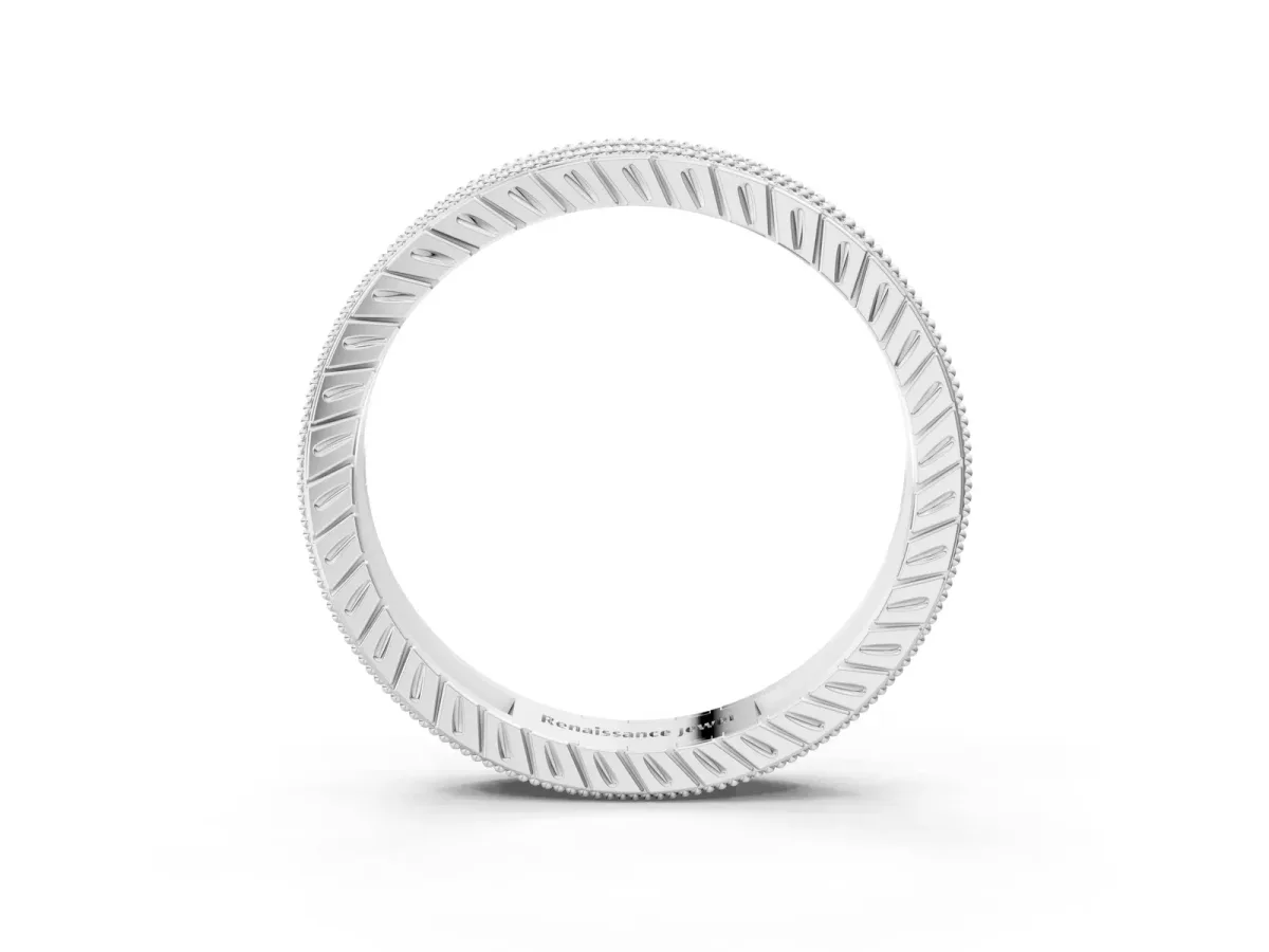 Round Cut Diamond Milgrain Bezel Set Eternity Band Platinum