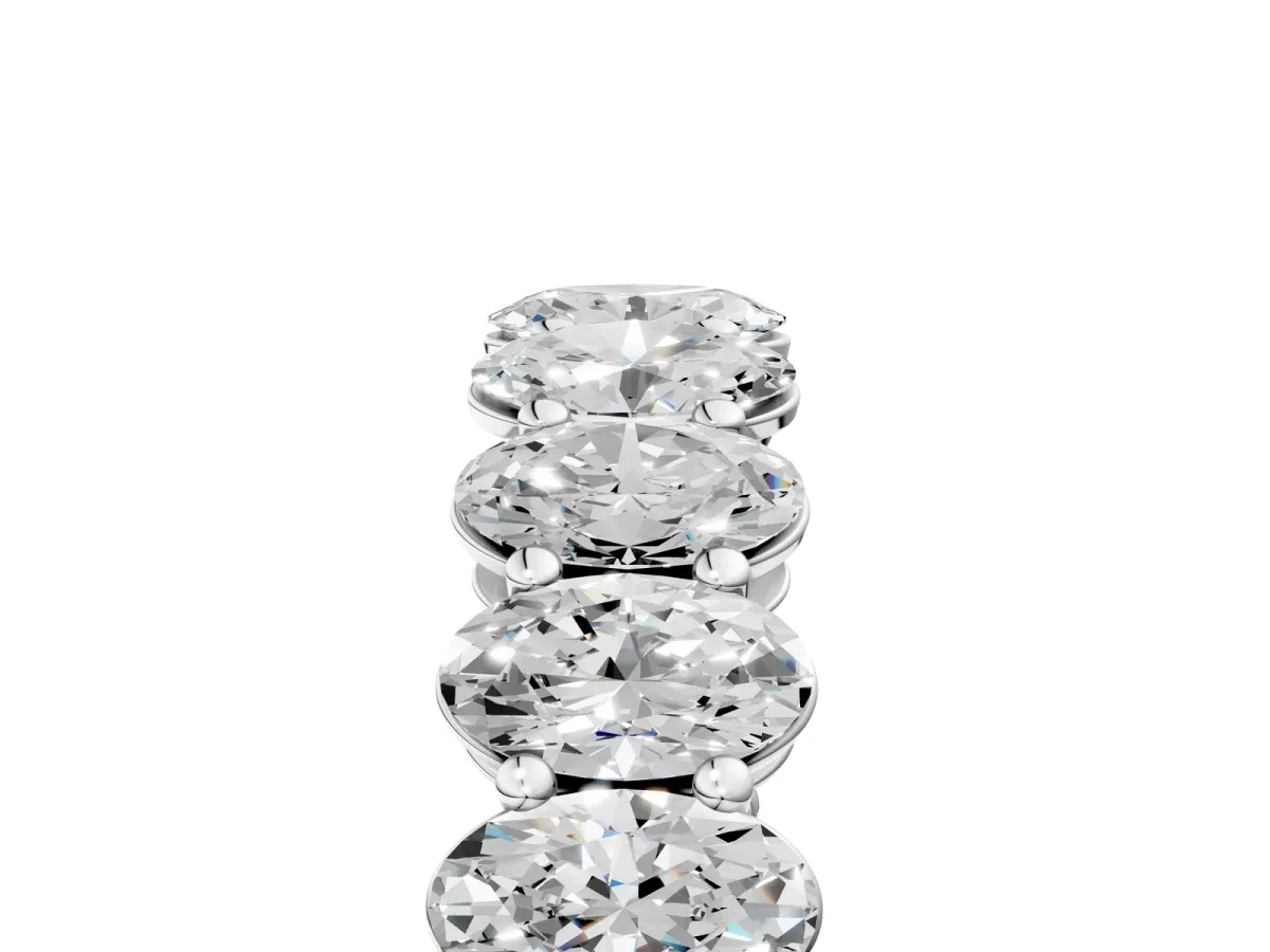 Oval Cut Diamond Eternity Band with Shared Prong Setting Platinum