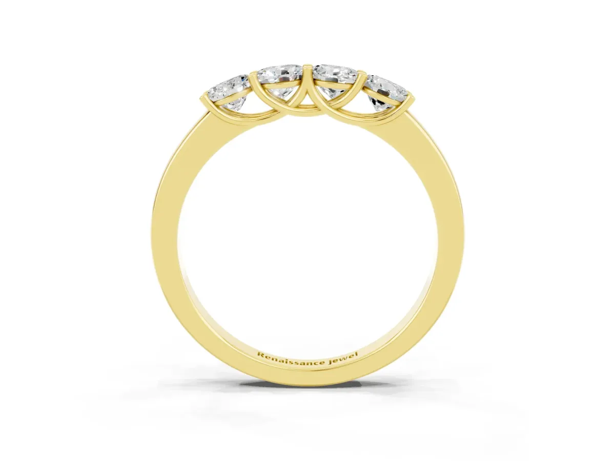 Four-Stone Round Moissanite Prong-Set Band Yellow gold