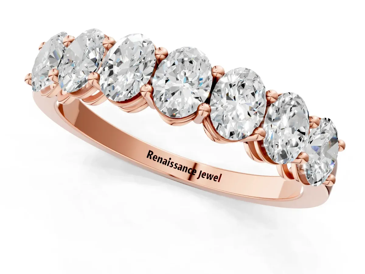 Oval Diamond Shared Prong Eternity Band Rose gold