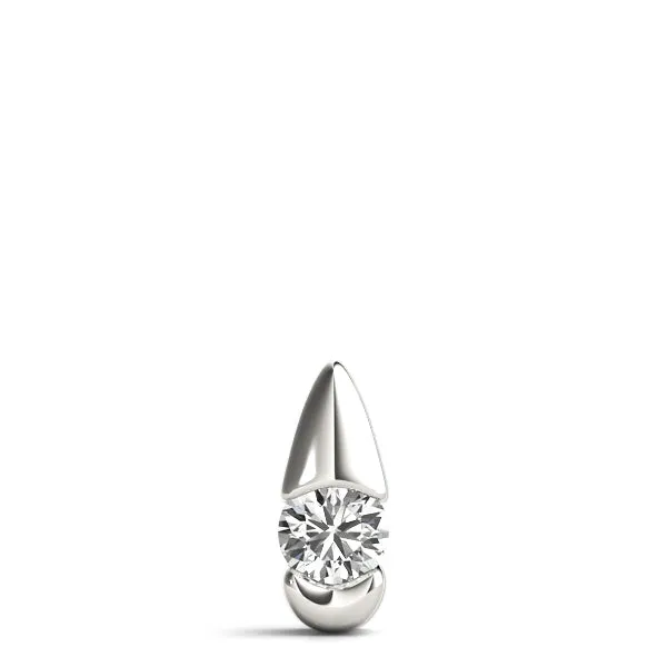 Round Diamond Bezel Set Teardrop Pendant White gold