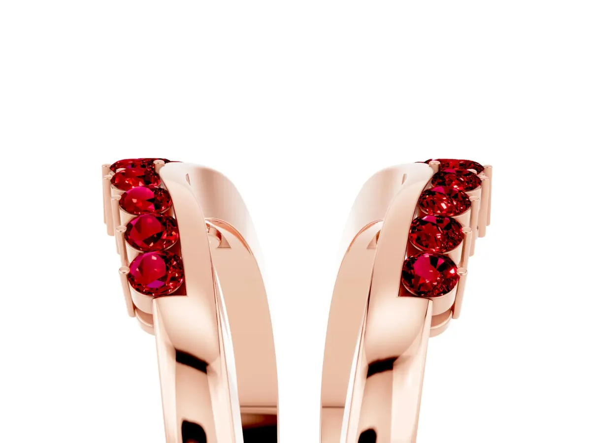 Round Ruby Chevron Contour Band with Prong Setting Rose gold