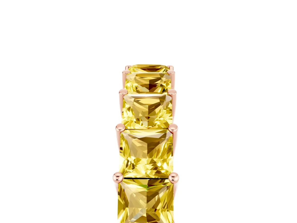 Princess Cut Yellow Sapphire Channel-Set Eternity Band with Prong Setting Rose gold