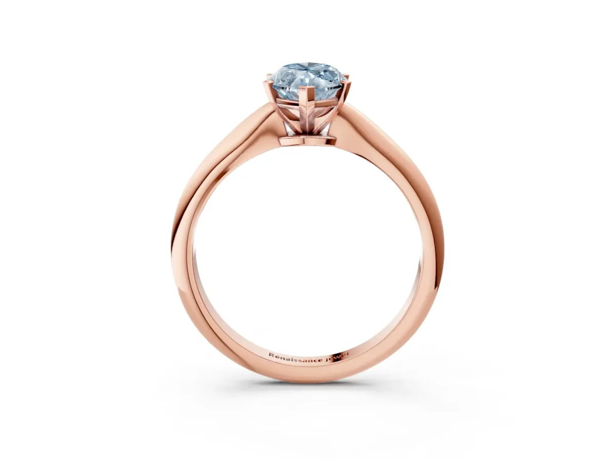 Fancy Blue Marquise Cut Diamond Solitaire Engagement Ring with Classic Band and Four-Prong Setting Rose gold