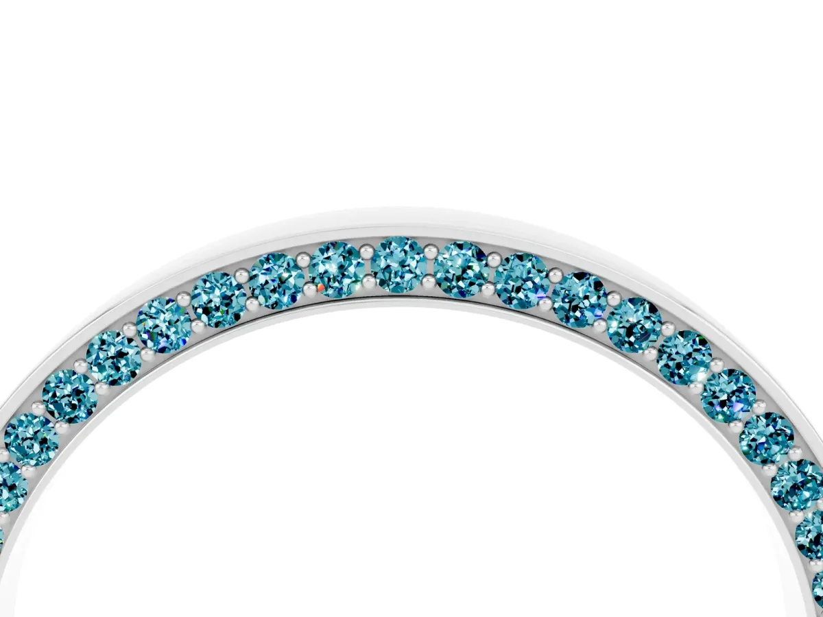 Pavé Round Blue Topaz Channel Set Band White gold