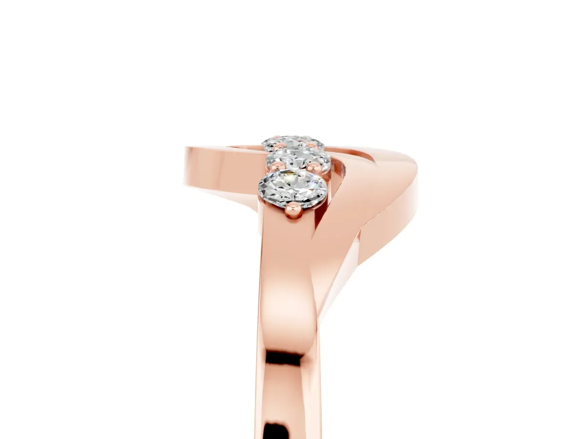 Five-Stone Round Moissanite Crossover Band with Prong Setting Rose gold