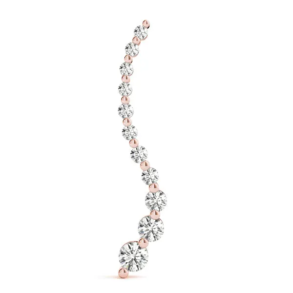 Graduated Round Diamond Curved Bar Pendant with Prong Setting Rose gold