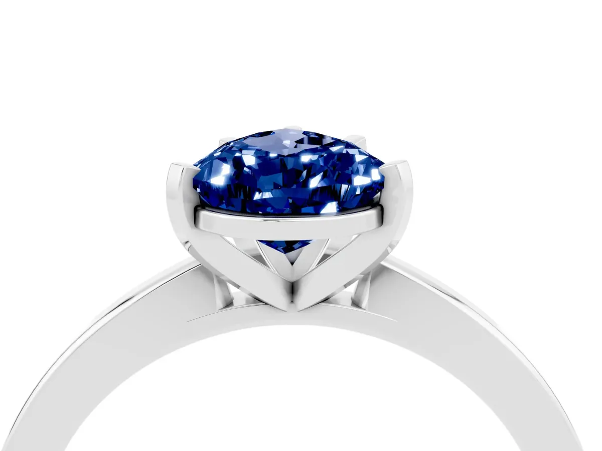 Pear Cut Blue Sapphire Solitaire Engagement Ring with Classic Band and Four-Prong Setting Platinum