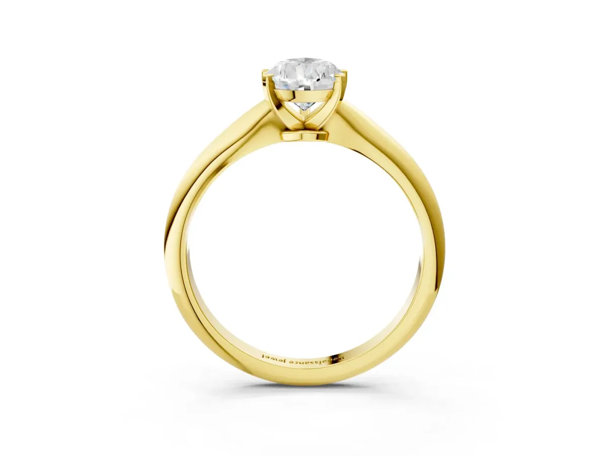 Pear Cut Diamond Solitaire Engagement Ring with Classic Band and Four-Prong Setting Yellow gold