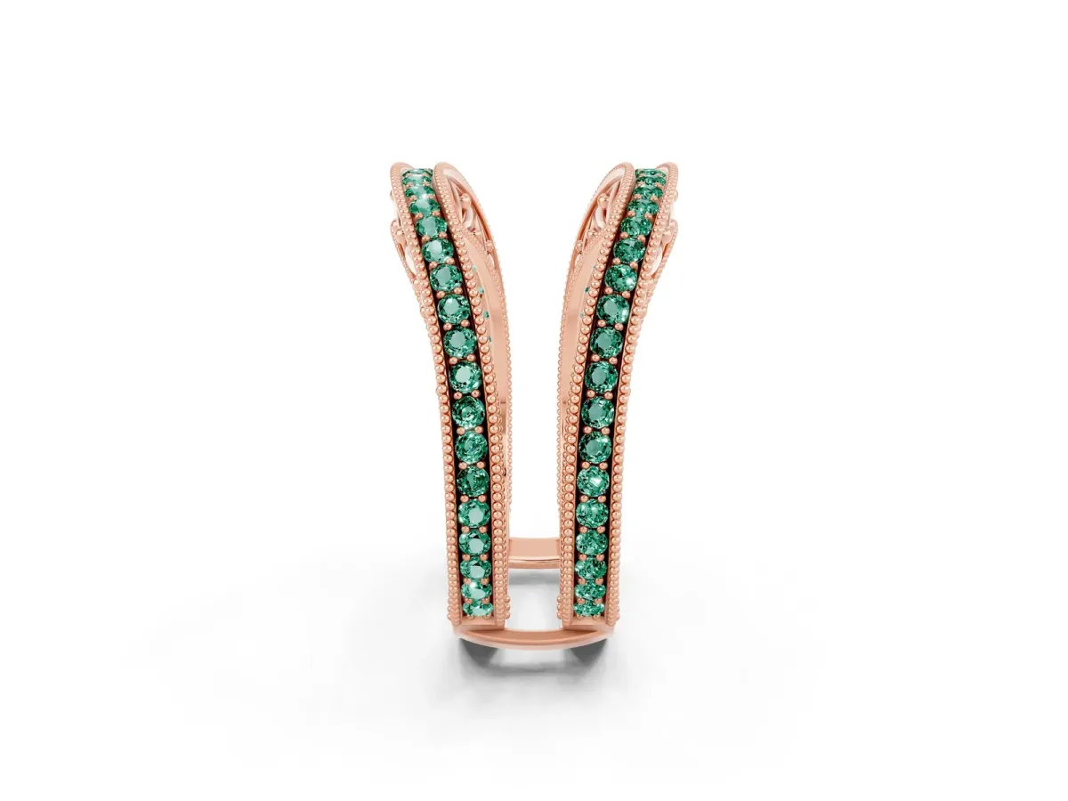 Round Green Sapphire Milgrain Eternity Band with Channel Setting Rose gold