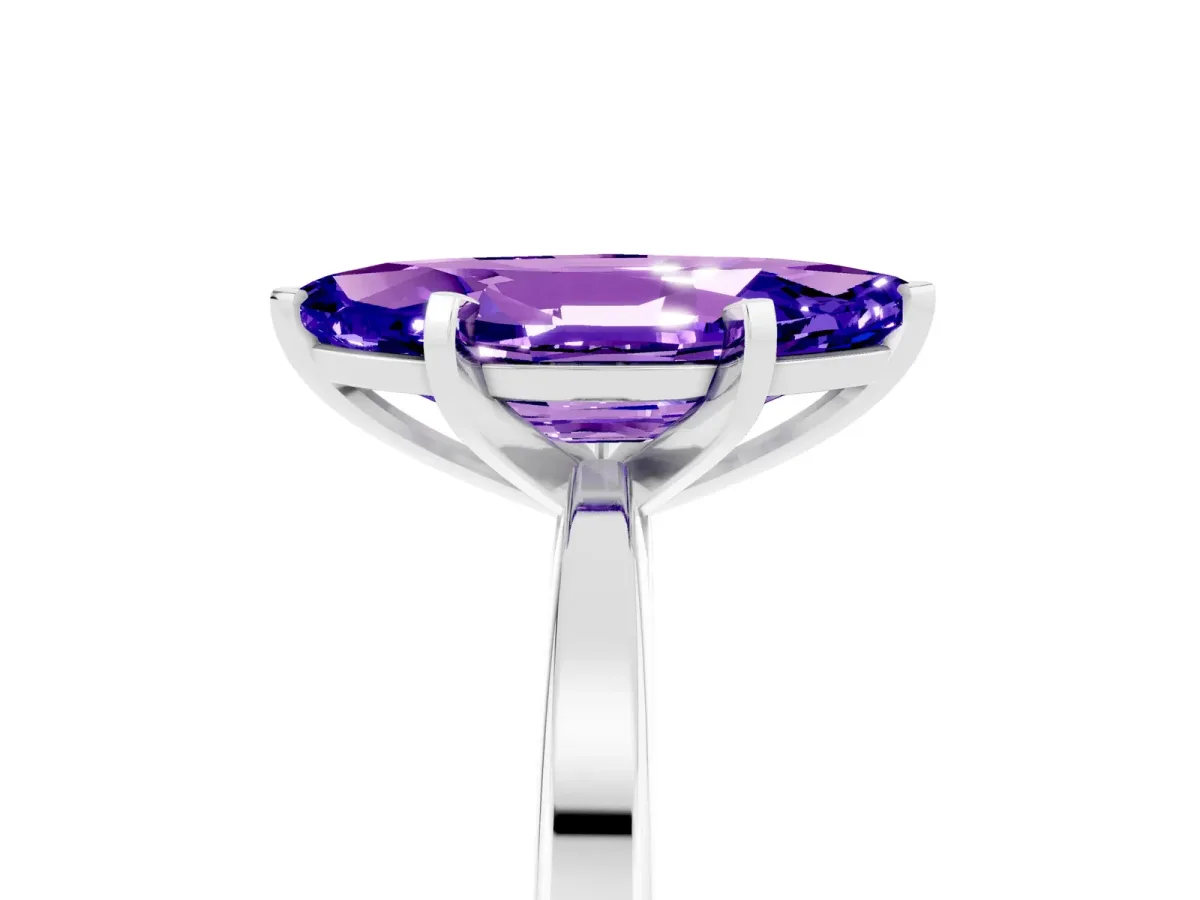 Marquise Cut Tanzanite Solitaire Engagement Ring with Classic Band and Four-Prong Setting Silver