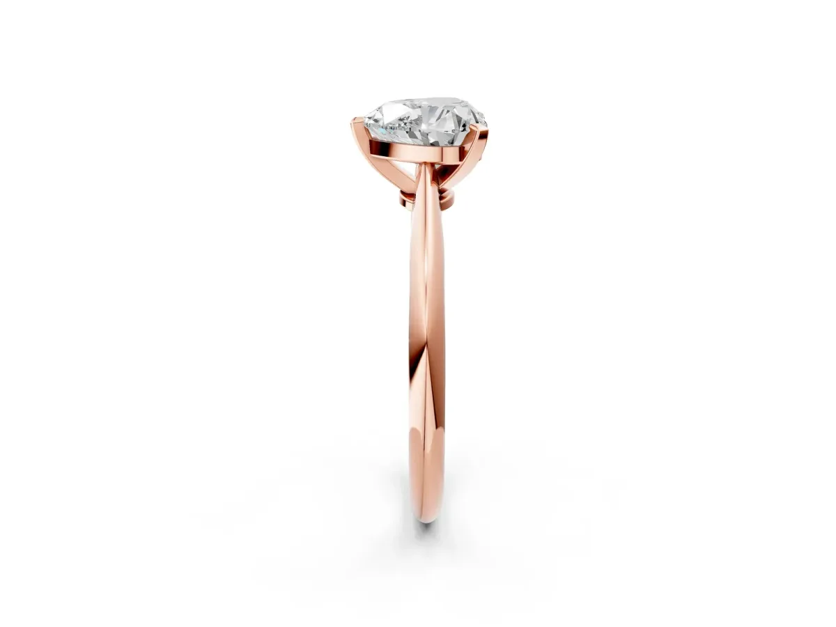 Heart Cut Diamond Solitaire Engagement Ring with Classic Band and Four-Prong Setting Rose gold