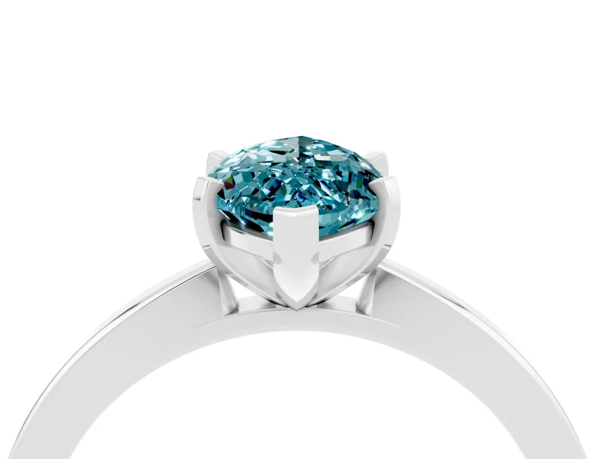 Marquise Cut Blue Topaz Solitaire Engagement Ring with Classic Band and Four-Prong Setting Silver