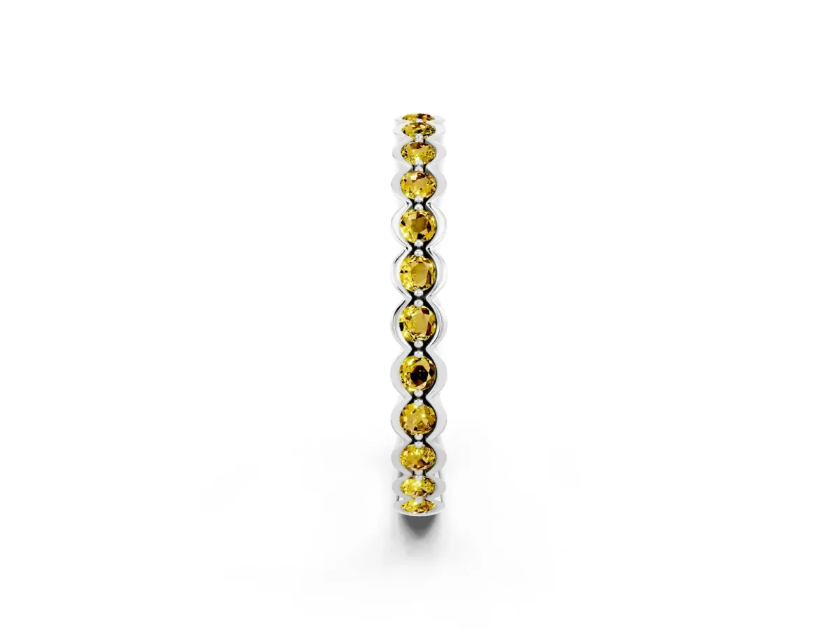 Round Yellow Sapphire Bezel Set Eternity Band Silver