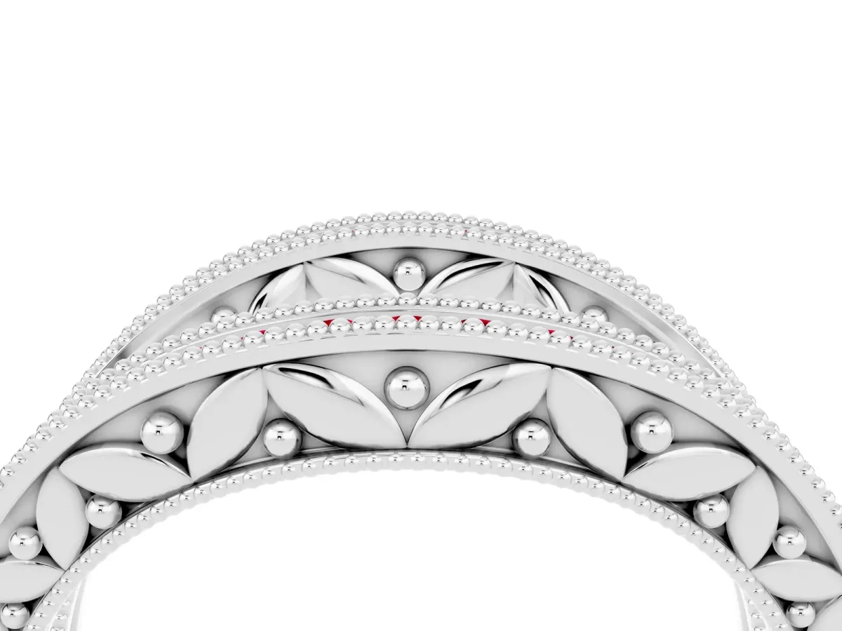 Round Ruby Milgrain Eternity Band with Channel Setting Silver