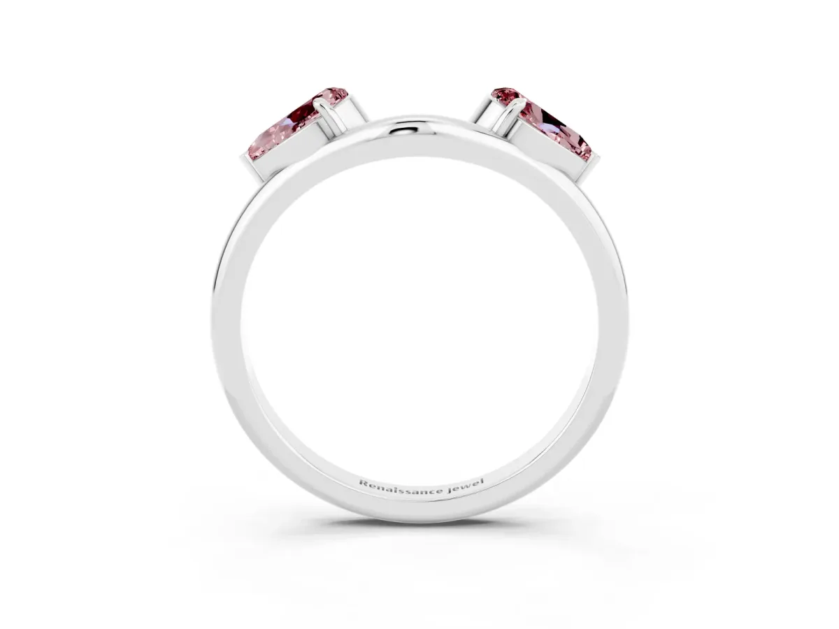 Two-Stone Pear Morganite Bypass Ring with Prong Setting Platinum