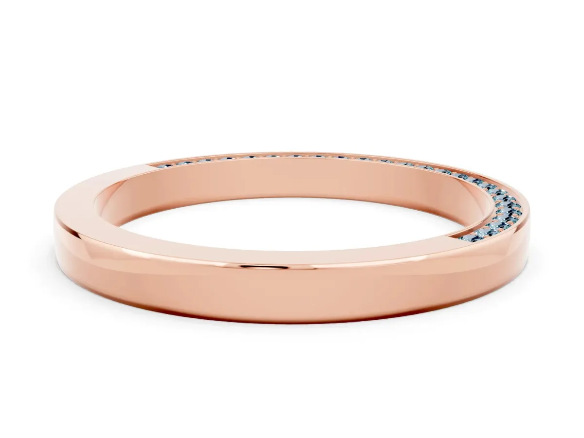 Pavé Round Aquamarine Channel Set Band Rose gold
