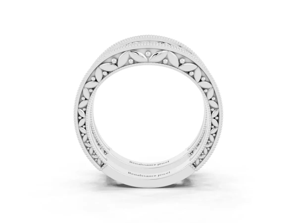 Round Blue Sapphire Milgrain Eternity Band with Channel Setting Platinum