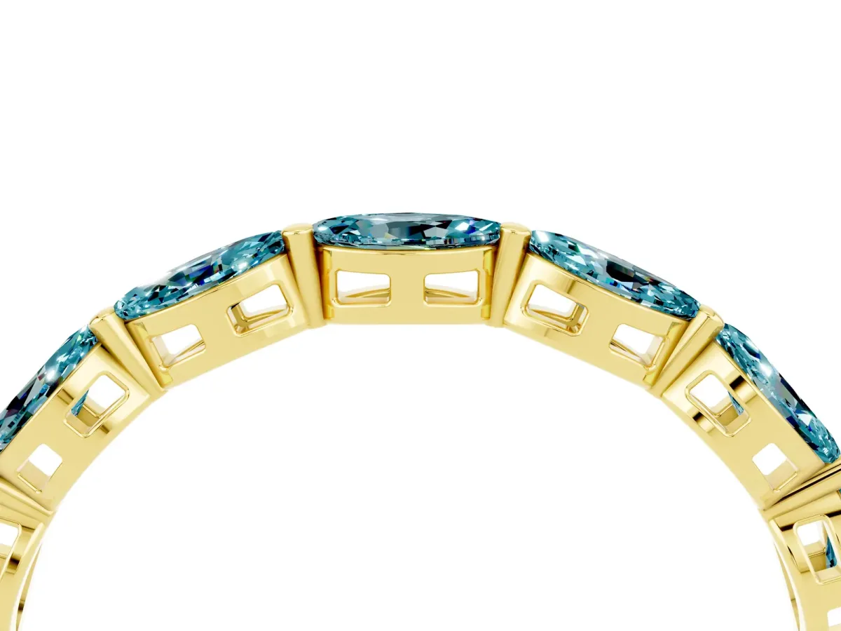 Marquise Blue Topaz Eternity Band with U-Prong Setting Yellow gold