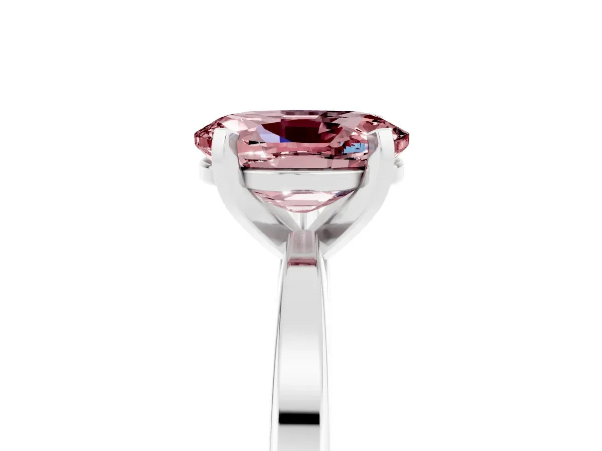 Oval Cut Morganite Solitaire Engagement Ring with Classic Band and Four-Prong Setting Platinum