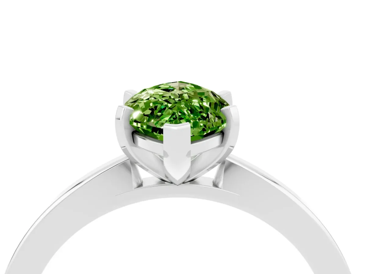 Marquise Cut Peridot Solitaire Engagement Ring with Classic Band and Four-Prong Setting Platinum