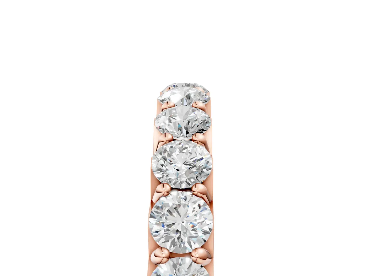 Round Diamond Half Eternity Band with Classic Prong Setting Rose gold