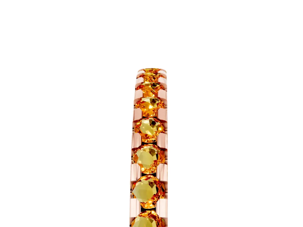 Round Citrine Pavé Set Eternity Band with Micro Prong Setting Rose gold