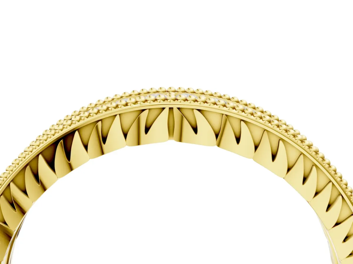 Round Cut Diamond Milgrain Pavé Eternity Band Yellow gold
