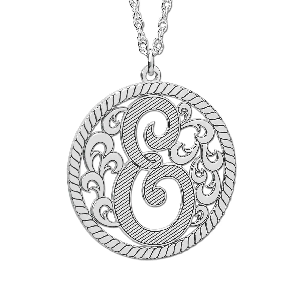 Gold and Silver Filigree Monogram Pendant Silver