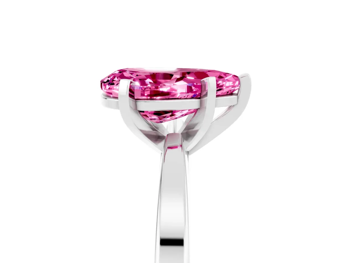 Pear Cut Pink Sapphire Solitaire Engagement Ring with Classic Band and Four-Prong Setting Platinum