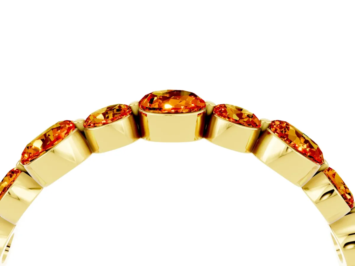 Round Citrine Scalloped Prong Set Eternity Band Yellow gold