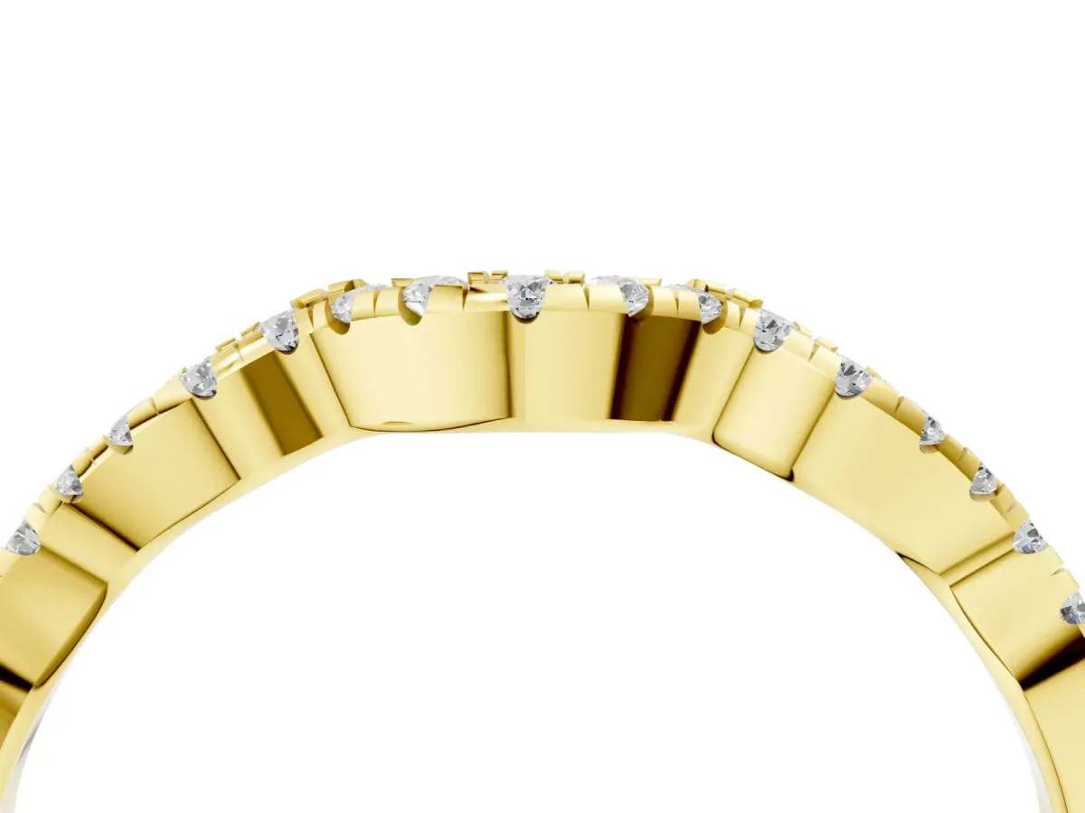Pavé Round Diamond Curved Eternity Band Yellow gold