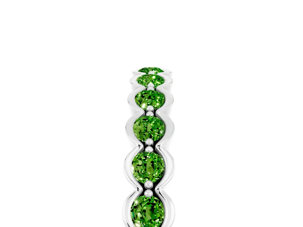 Round Peridot Bezel Set Eternity Band Platinum