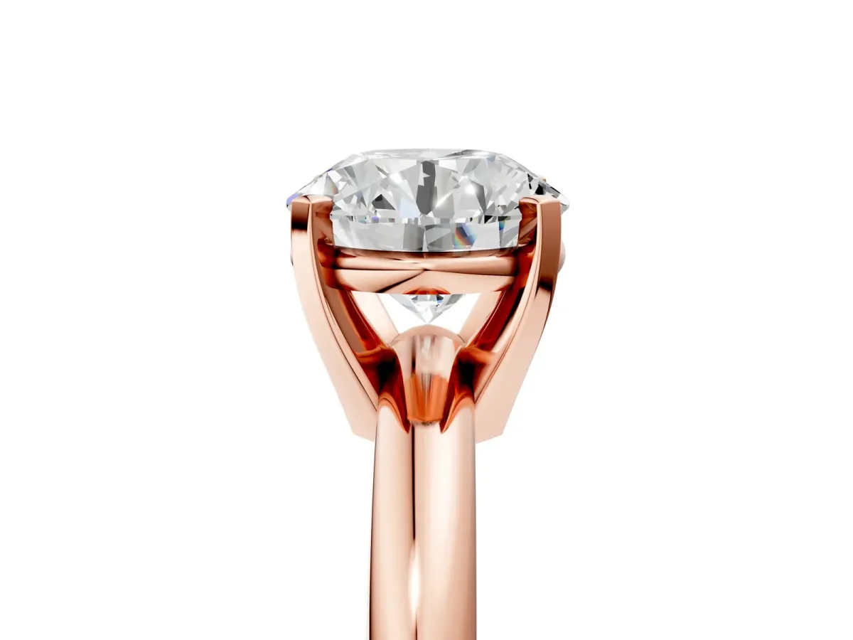 Round Cut Diamond Solitaire Engagement Ring with Round Band and Four-Prong Setting Rose gold