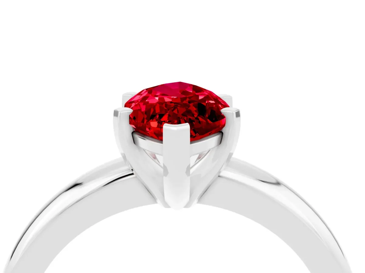 Marquise Cut Ruby Solitaire Engagement Ring with Round Band and Four-Prong Setting Silver