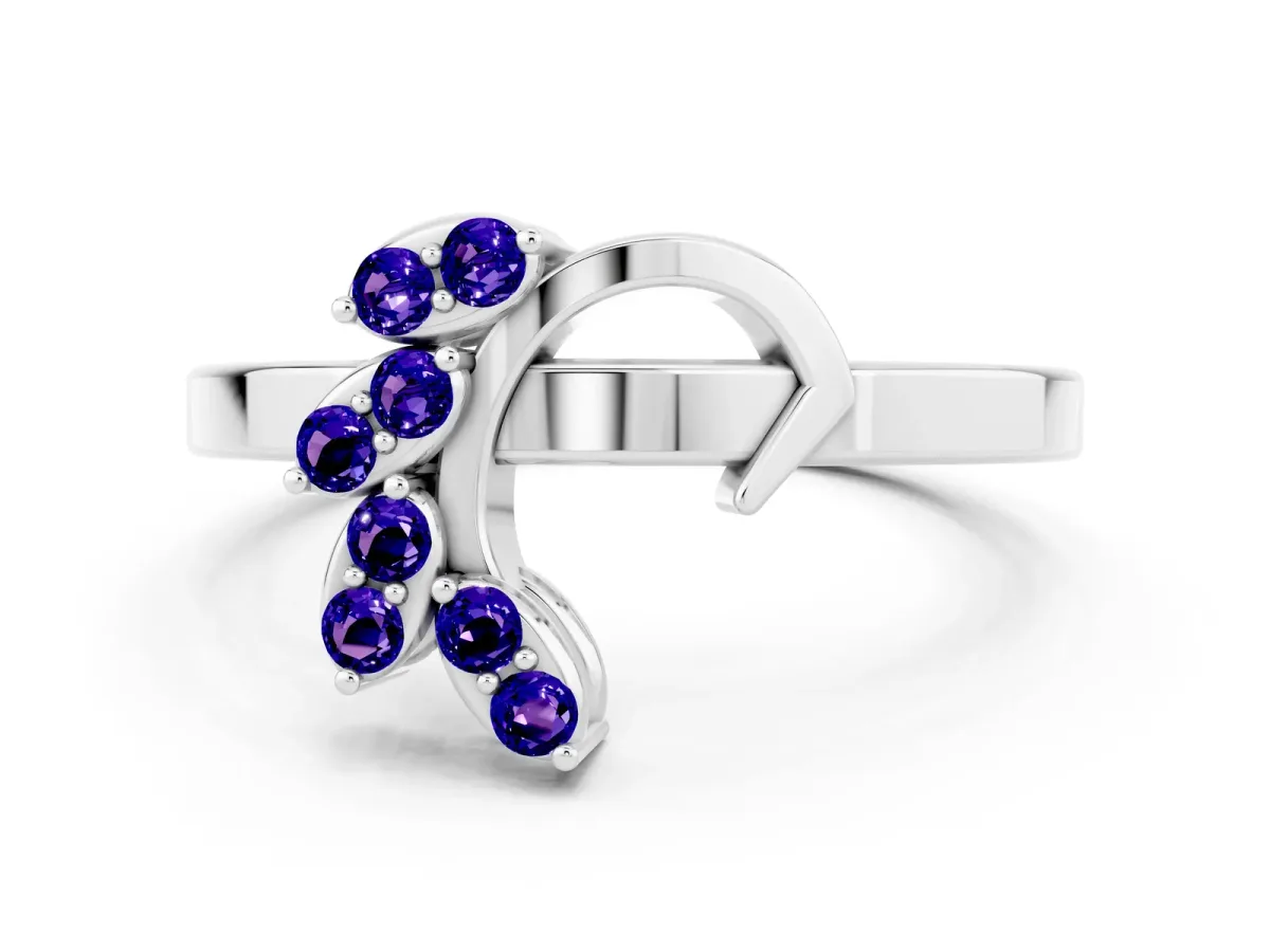 Marquise Tanzanite Cluster Bypass Ring with Prong Setting Platinum