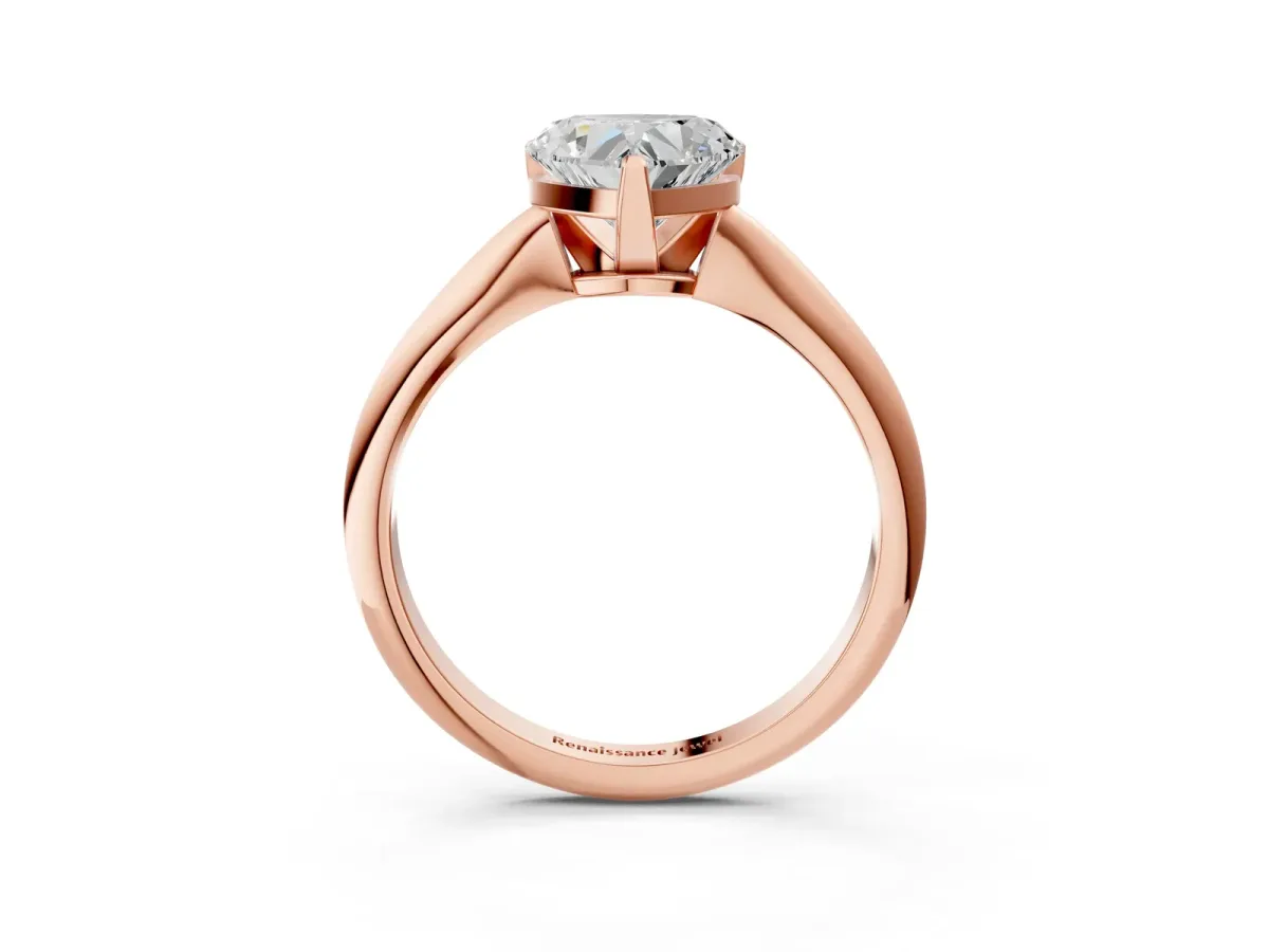 Heart Cut Diamond Solitaire Engagement Ring with Classic Band and Four-Prong Setting Rose gold