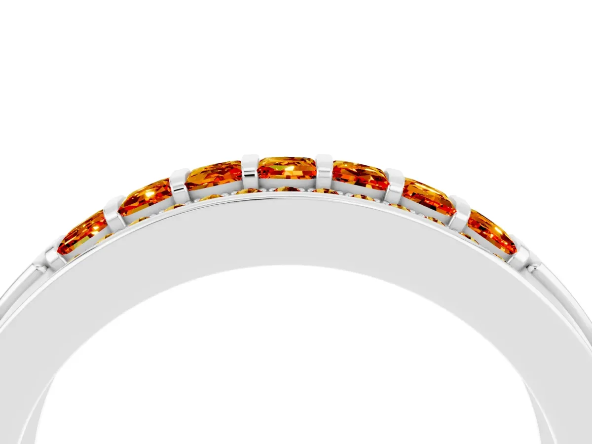 Bar-Set Princess Cut Citrine Pavé Band White gold