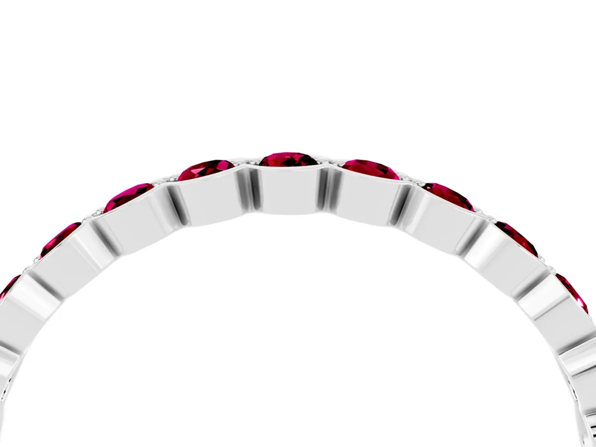 Round Garnet Bezel Set Eternity Band Platinum