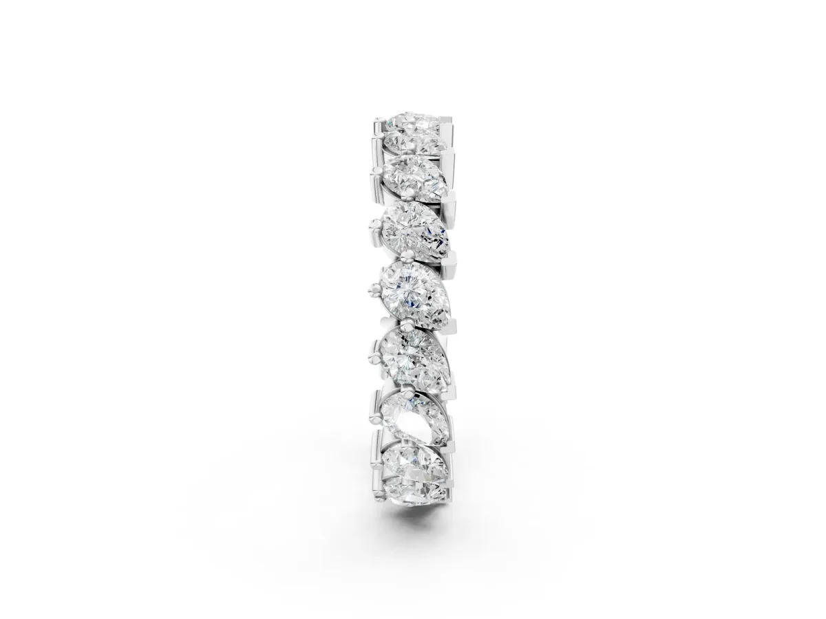 Pear Diamond Full Eternity Band with Shared Prong Setting Silver