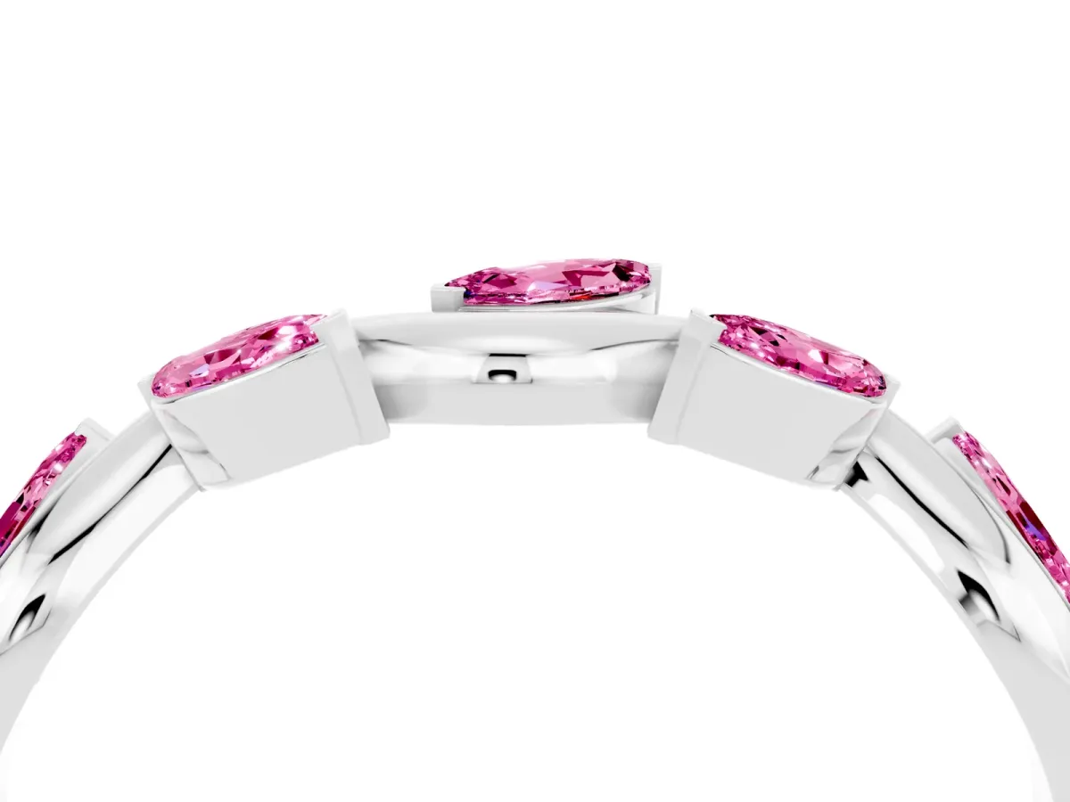 Marquise Pink Sapphire Twisted Band with Prong Setting Silver